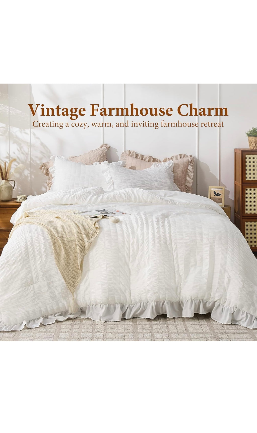 White comforters queen size 3 pcs