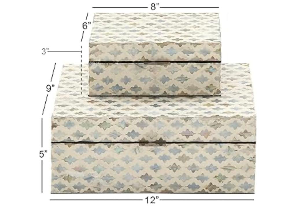 Deco 79 Mother of Pearl Shell Geometric Handmade Decorative Box.
