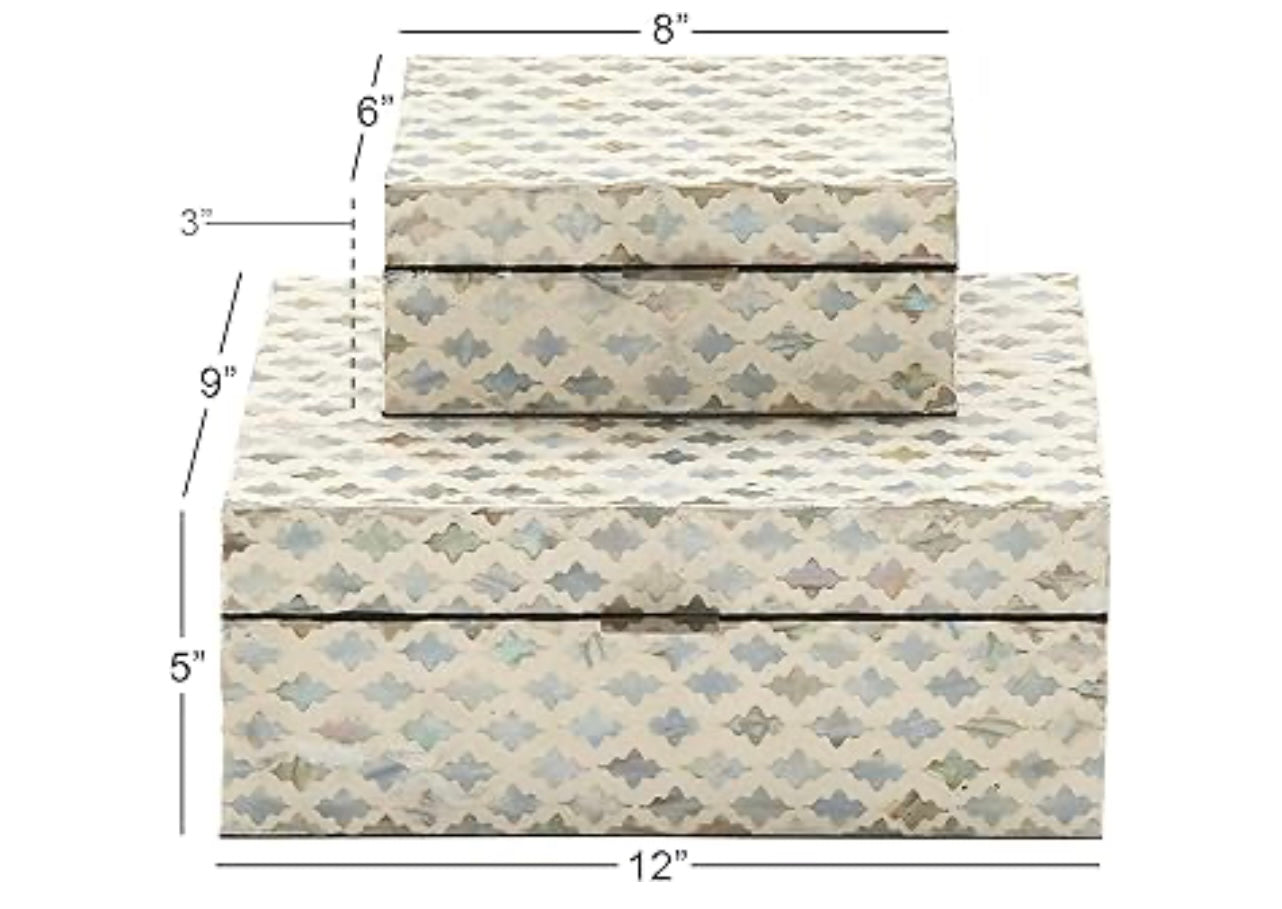 Deco 79 Mother of Pearl Shell Geometric Handmade Decorative Box.