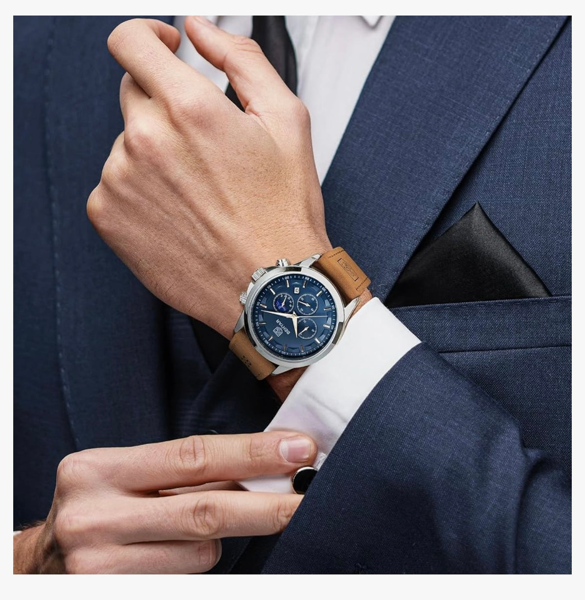 BENYAR Mens Watches Analog Quartz Chronograph Waterproof Wrist Watches for Men Fashion Business Work Casual Sport Designer Dress Watch with Calendar Elegant Gifts for Men