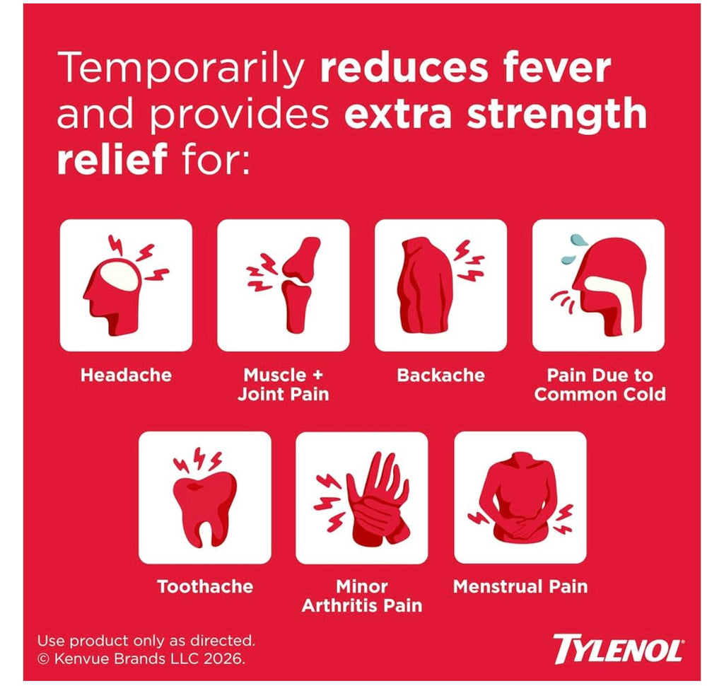 Tylenol Extra Strength Caplets, 500 mg Acetaminophen, Value Size, 225 Ct. Exp 12/2028.