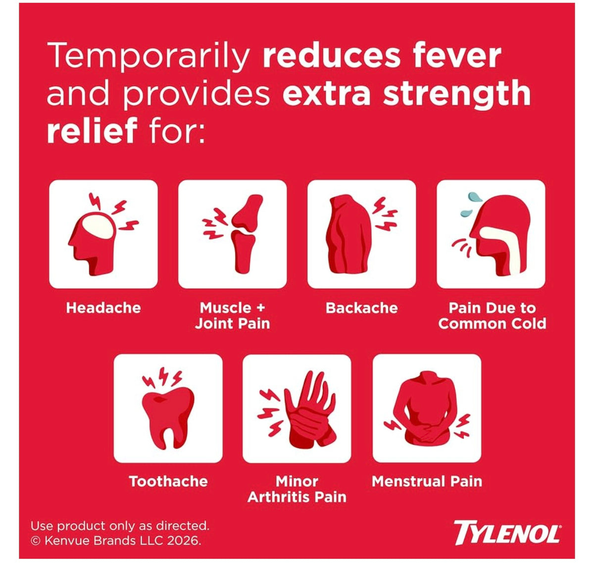 Tylenol Extra Strength Caplets, 500 mg Acetaminophen, Value Size, 225 Ct. Exp 12/2028.