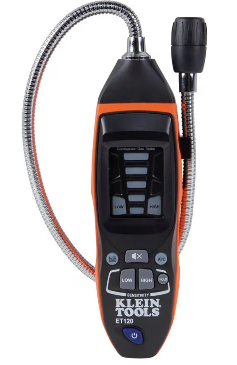 Klein Tools ET120 Gas Leak Detector, Combustible Gas Leak Tester with 18-Inch Gooseneck Has Range 50-10,000 ppm, Includes Pouch Factory Sealed