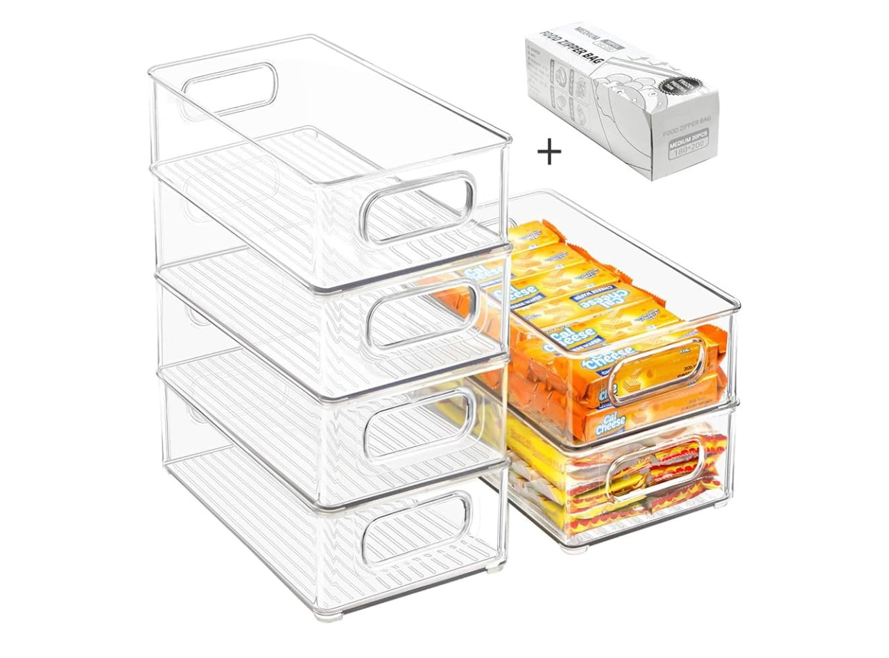Stackable Refrigerator Organizer Bins.