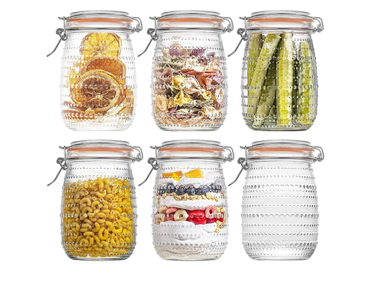 Wacoi 32oz glass mason jars with airtight lids.