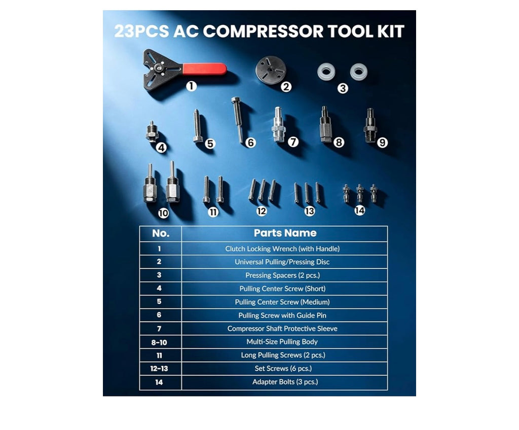 Air conditioner clutch holding tool set