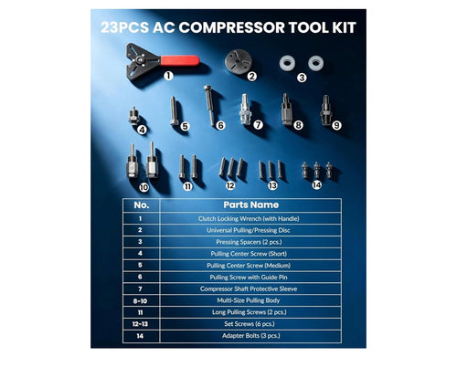 Air conditioner clutch holding tool set