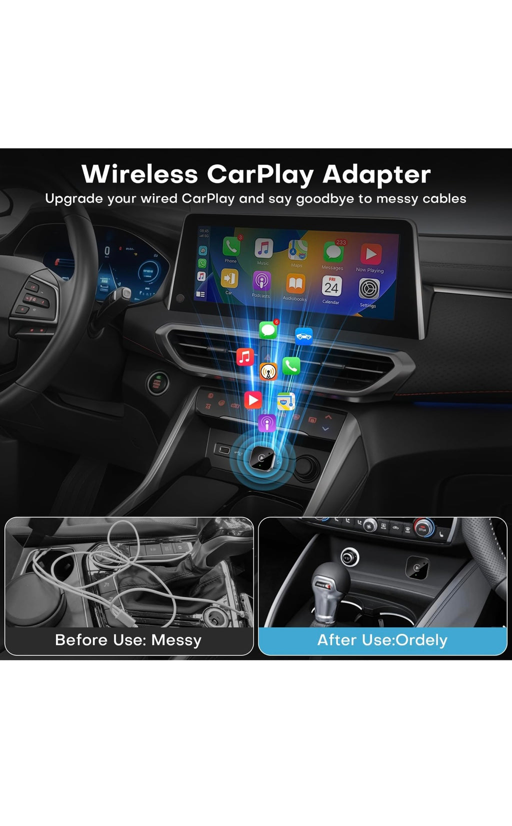 Wireless CarPlay and android auto adapter plug