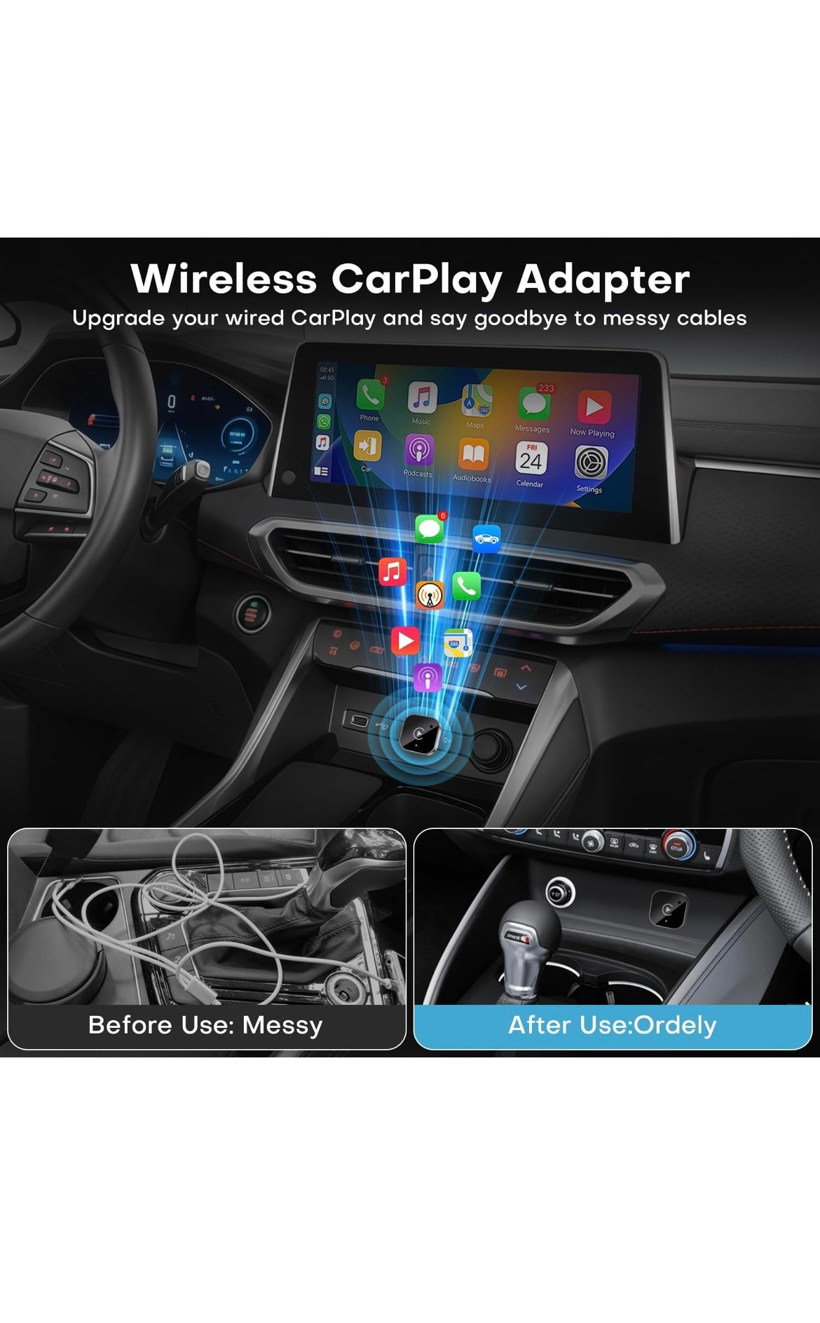 Wireless CarPlay and android auto adapter plug
