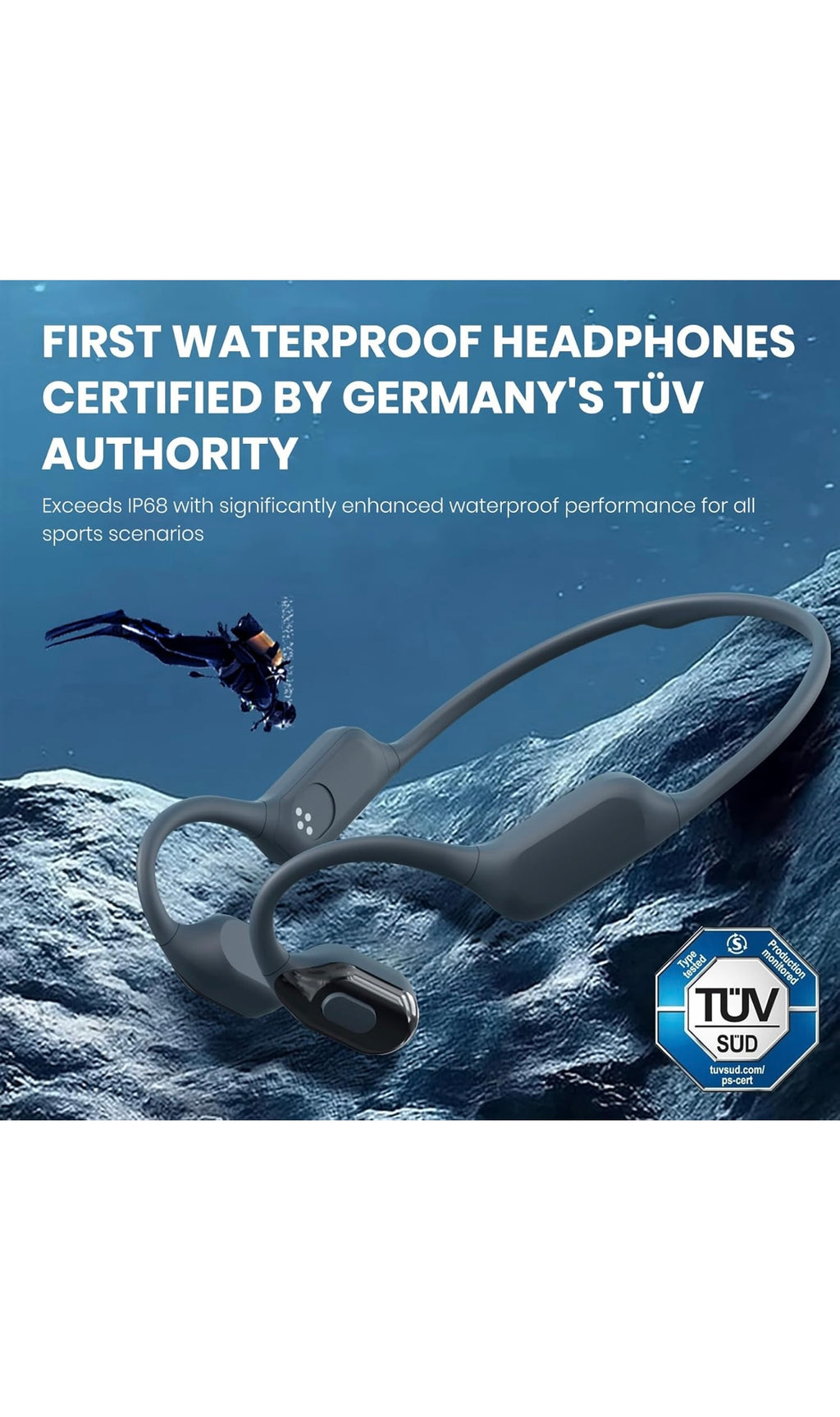 Bone conduction swimming headphones