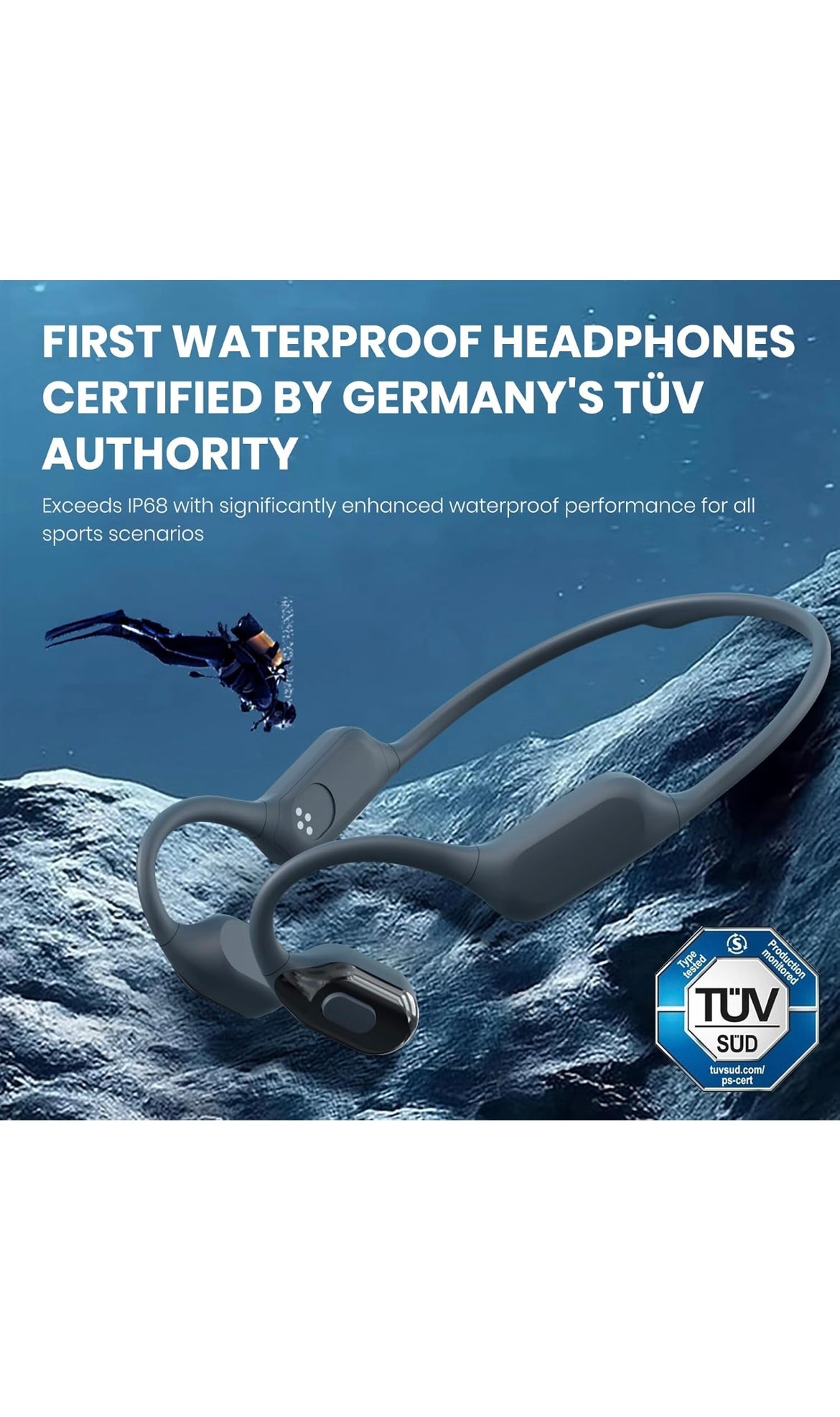 Bone conduction swimming headphones