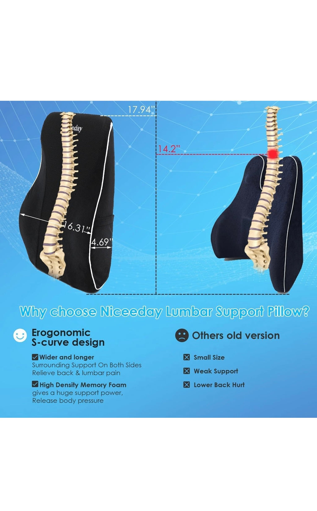 Niceeday lumbar support pillow