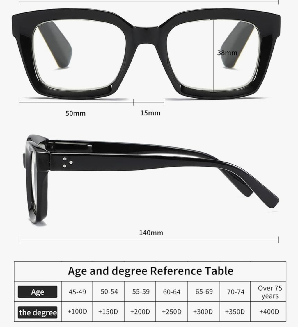 3 Pack Oversize Square Design Reading Glasses for Women, Blue Light Blocking Computer Reader