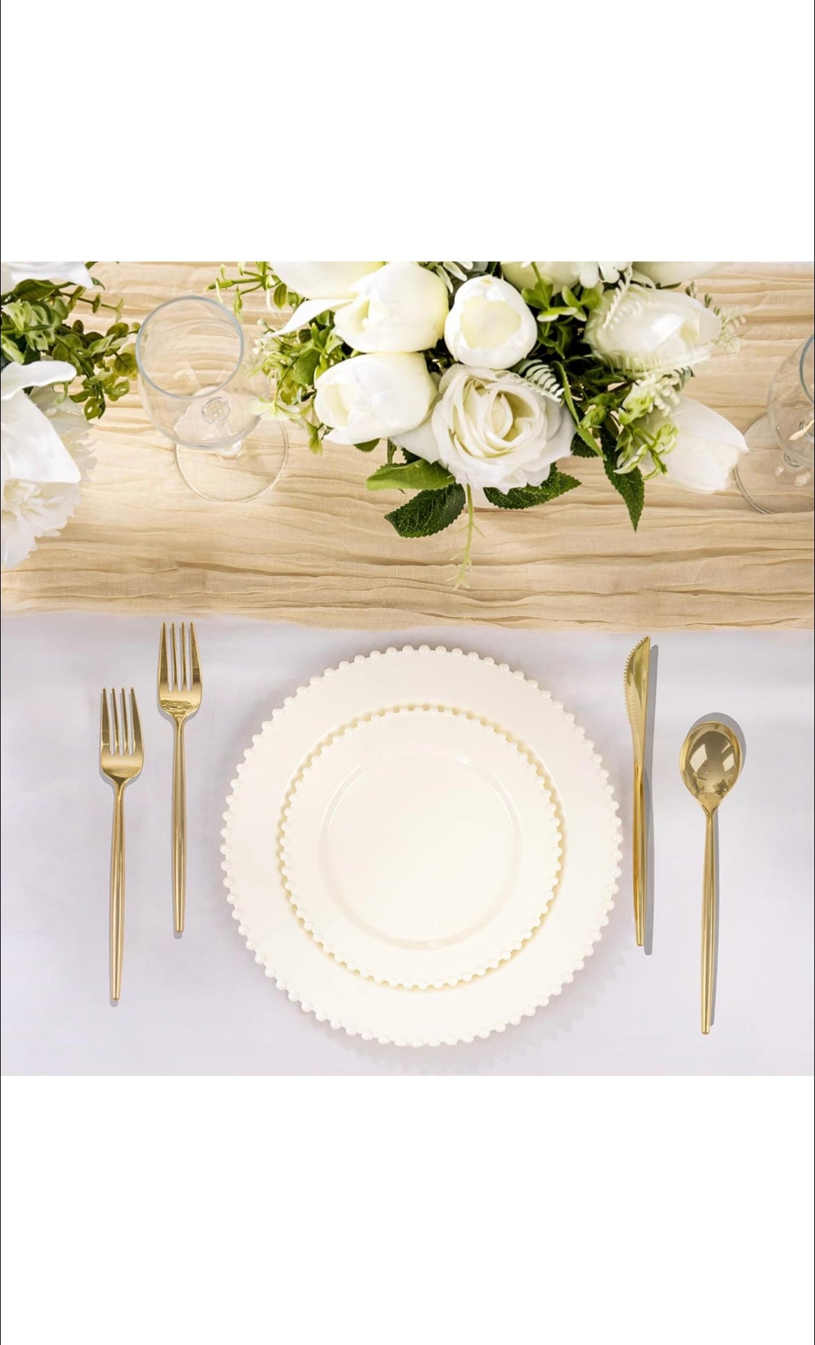 60 pcs plastic plates beaded ivory