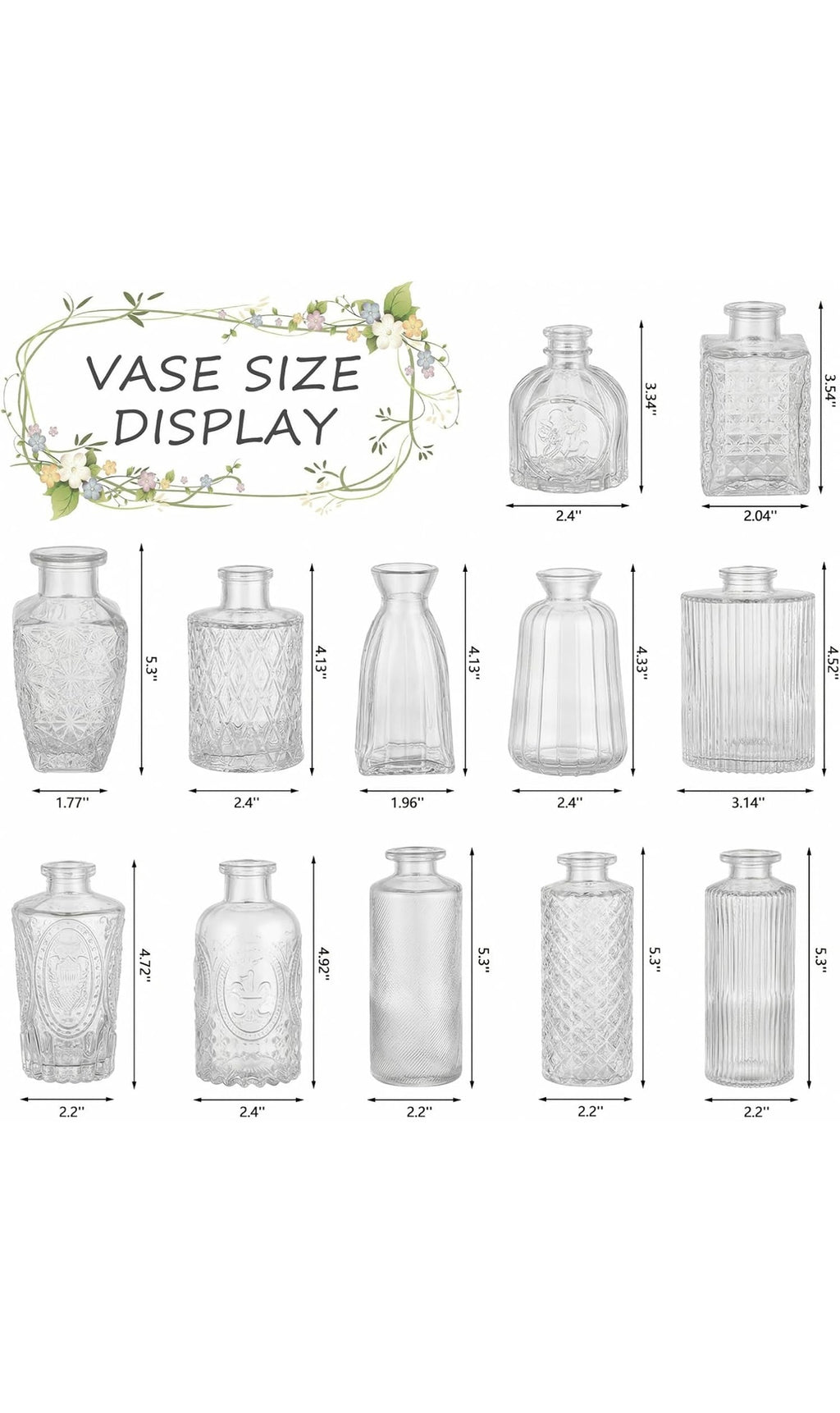 Ruckae small clear bud vases 12 pack