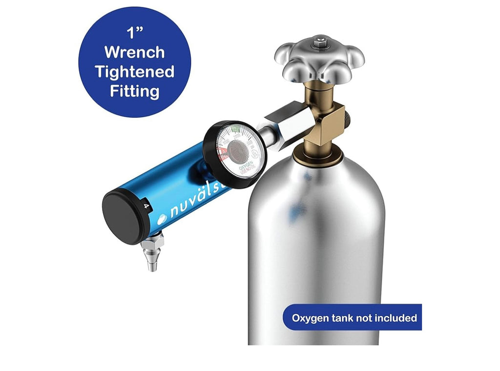 Nuvalsa Ozone Therapy Low Flow Oxygen Regulator. Compatible with Oxygen Cylinders up to 3,000 PSI.