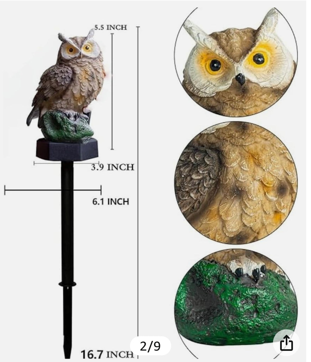 Solar owl garden light