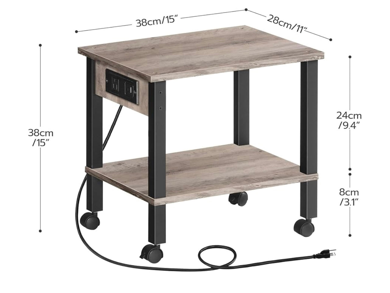 HOOBRO 2-tier Printer Stand With Charging Station.