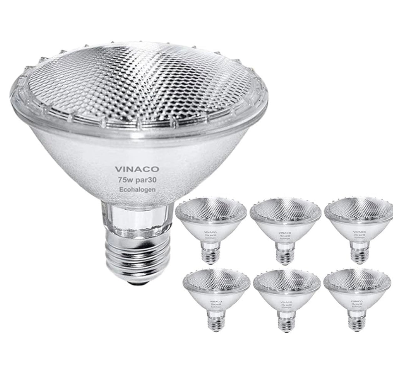 Vinaco Par30 Short Neck, 6pcs PAR30 75W 120V Light Bulbs, Dimmable. Premium Quality for Long Lasting Life, E26 Base, 3000K Warm White, par30 Flood Light Great for Accent Lighting, Tracking Lighting