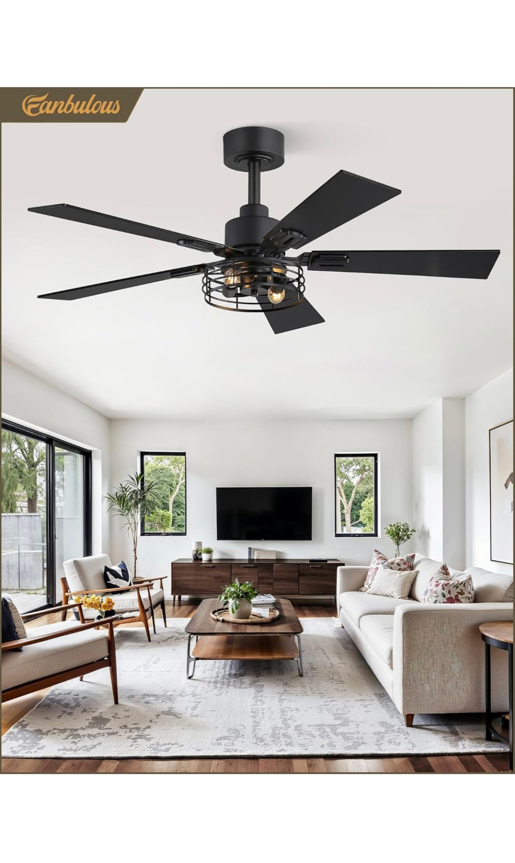 Ceiling fans 42 inch with lights 2 pack