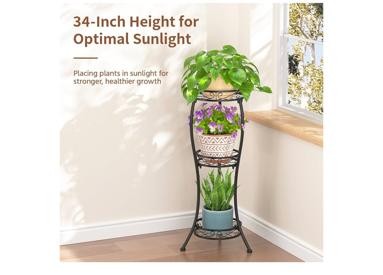 Lasloza Black 3 Tier Tall Plant Stand.