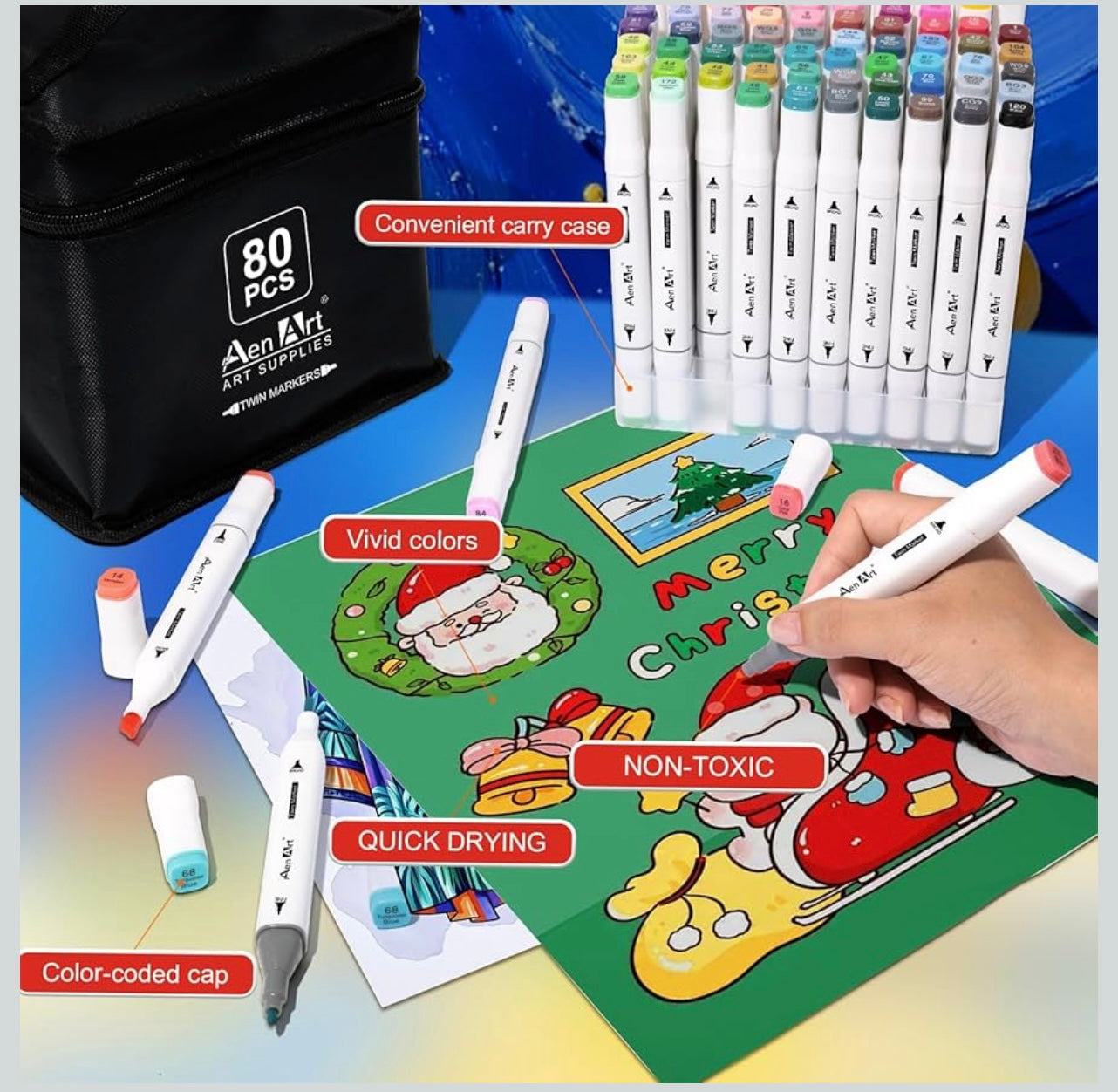 Aen Art Supplies 80 Color Alcohol Markers.