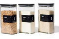 APT 1101 Glass Storage Jars with Bamboo Lid, glass canisters with airtight lids, Clear jars with lids for Spice, Cookie, Candy, Tea, Coffee Bean and Rice (Black, 67 oz, Set of 3)