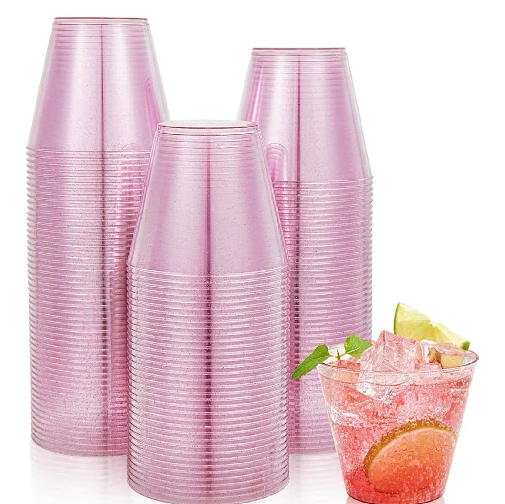 JOLLY CHEF 9 oz Purple Plastic Cups, 100 Pack Party Glasses