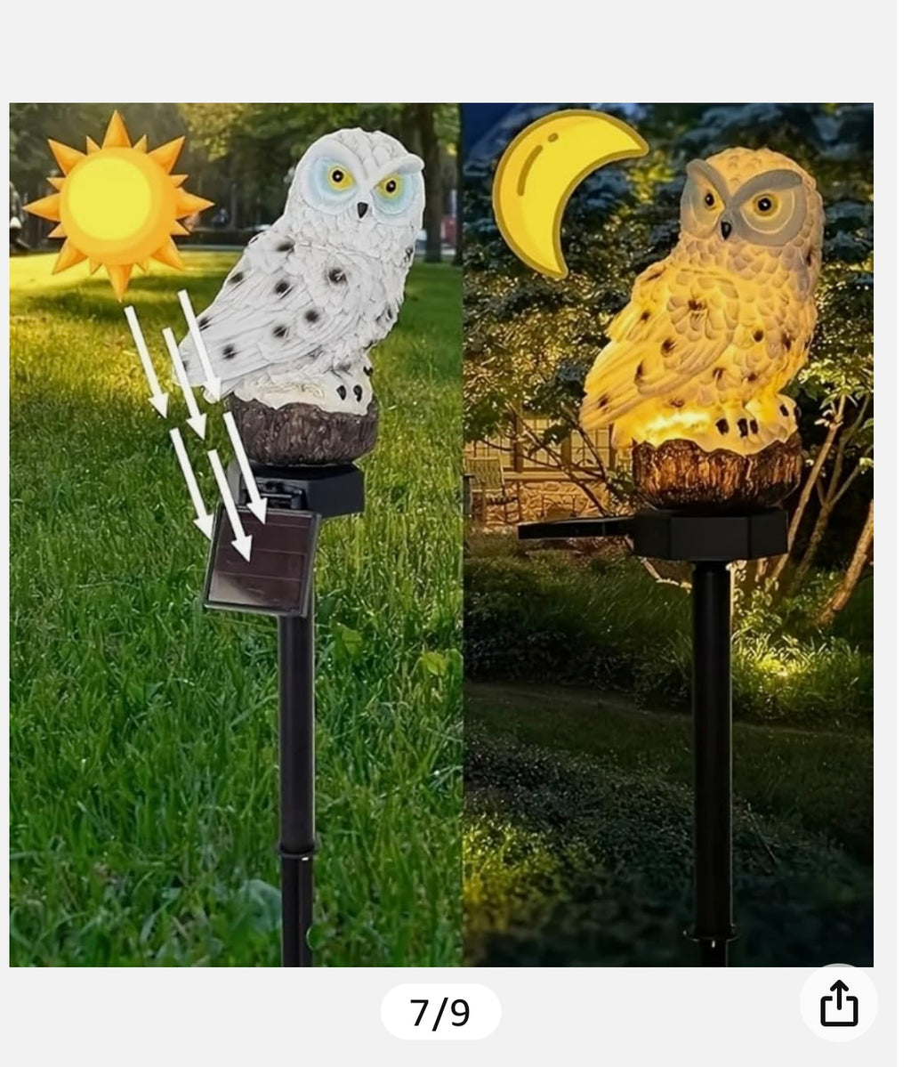 Solar owl garden light