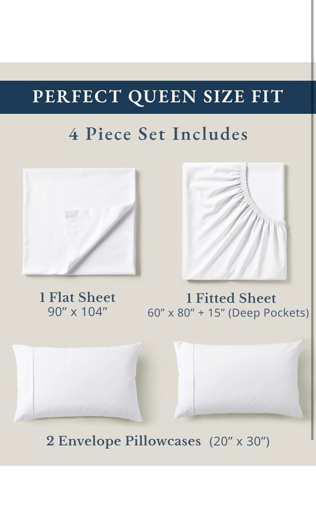 Queen sheet set 4 piece set