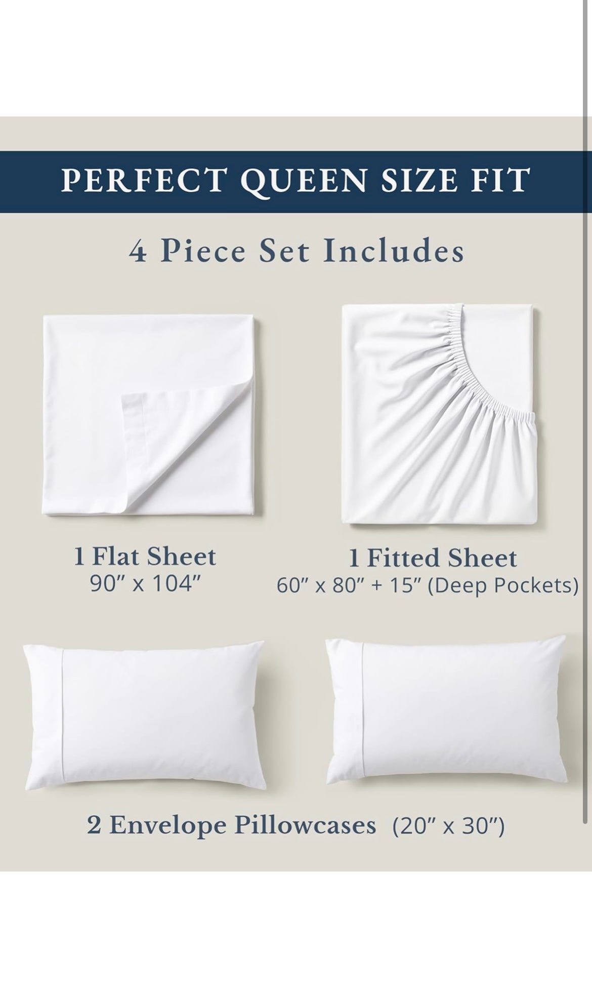 Queen sheet set 4 piece set