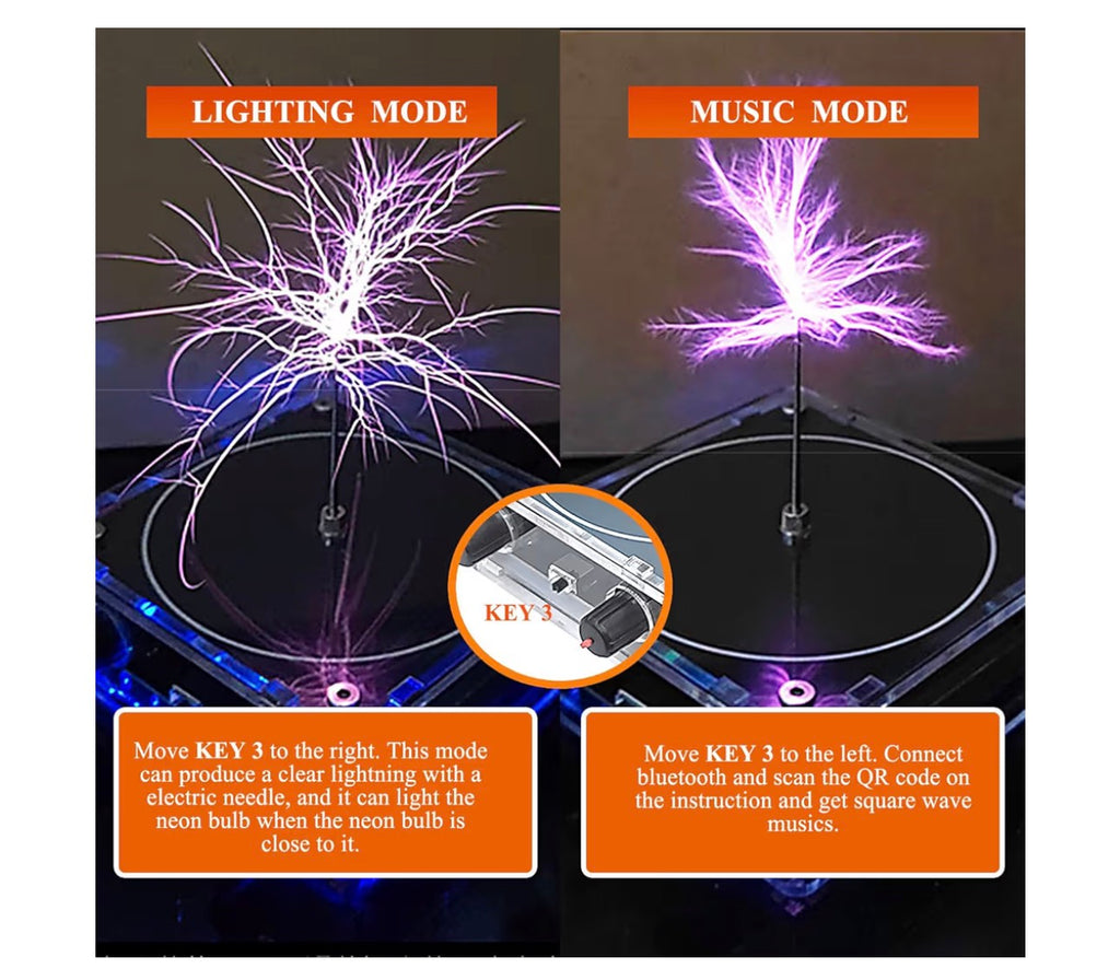 Tesla Coil Speaker Mini Bluetooth Music Tesla Coil Magic Box Arc Plasma Artificial Lightning Desktop Toy Magic Beat Electron Tesla Box Assembled