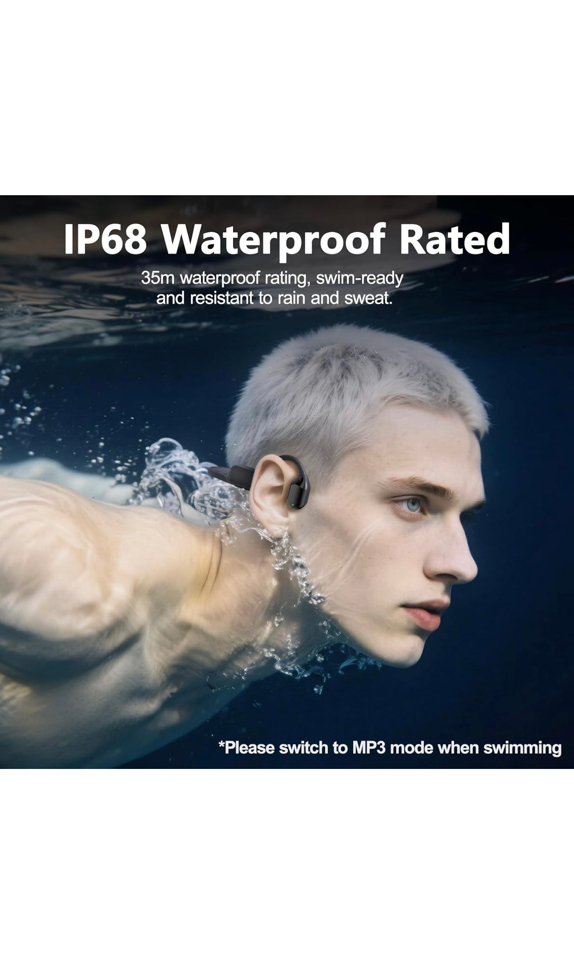 Bone conduction swimming headphones