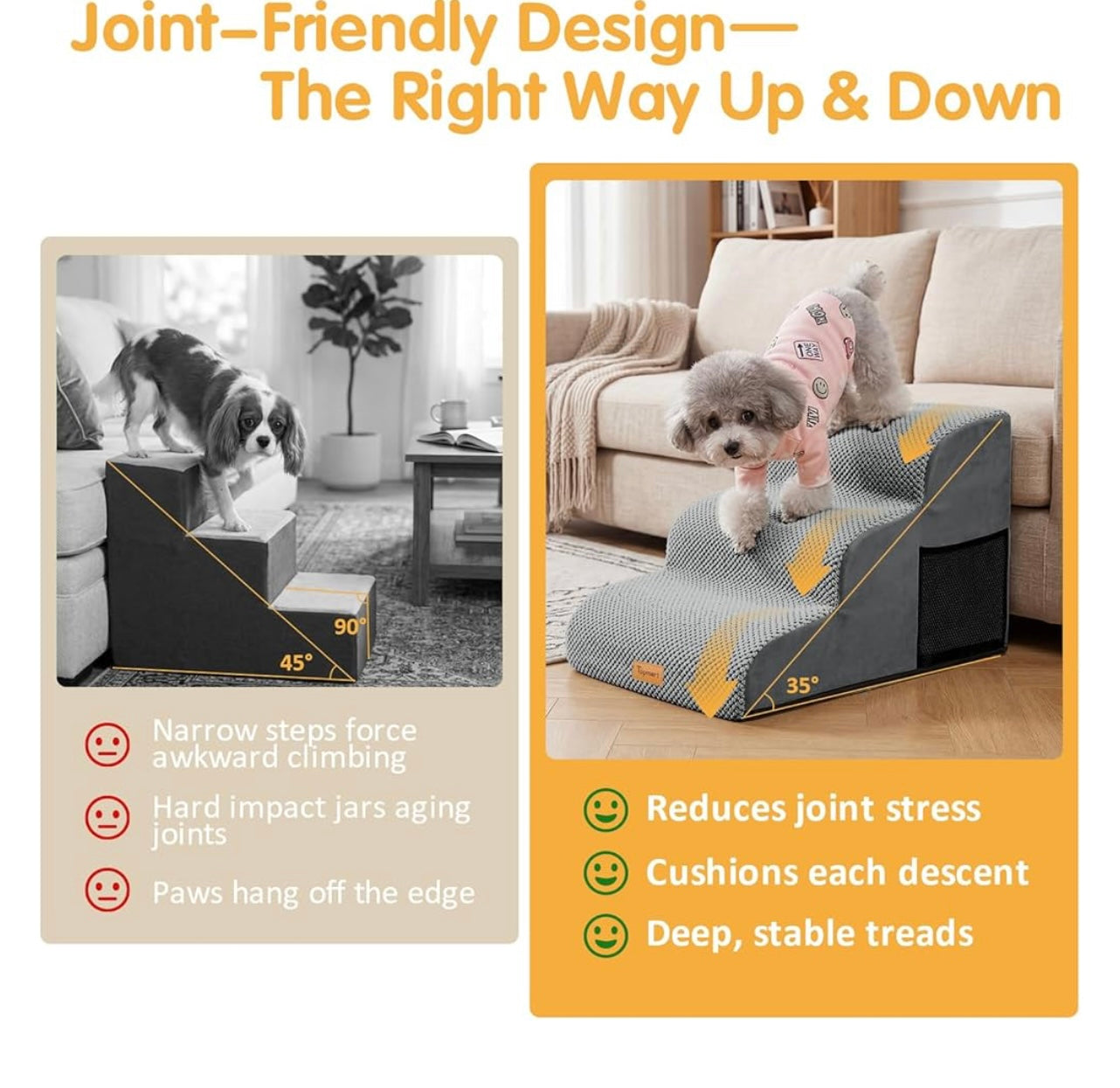 Topmart 3 Tiers Foam Dog Ramp/Stairs.