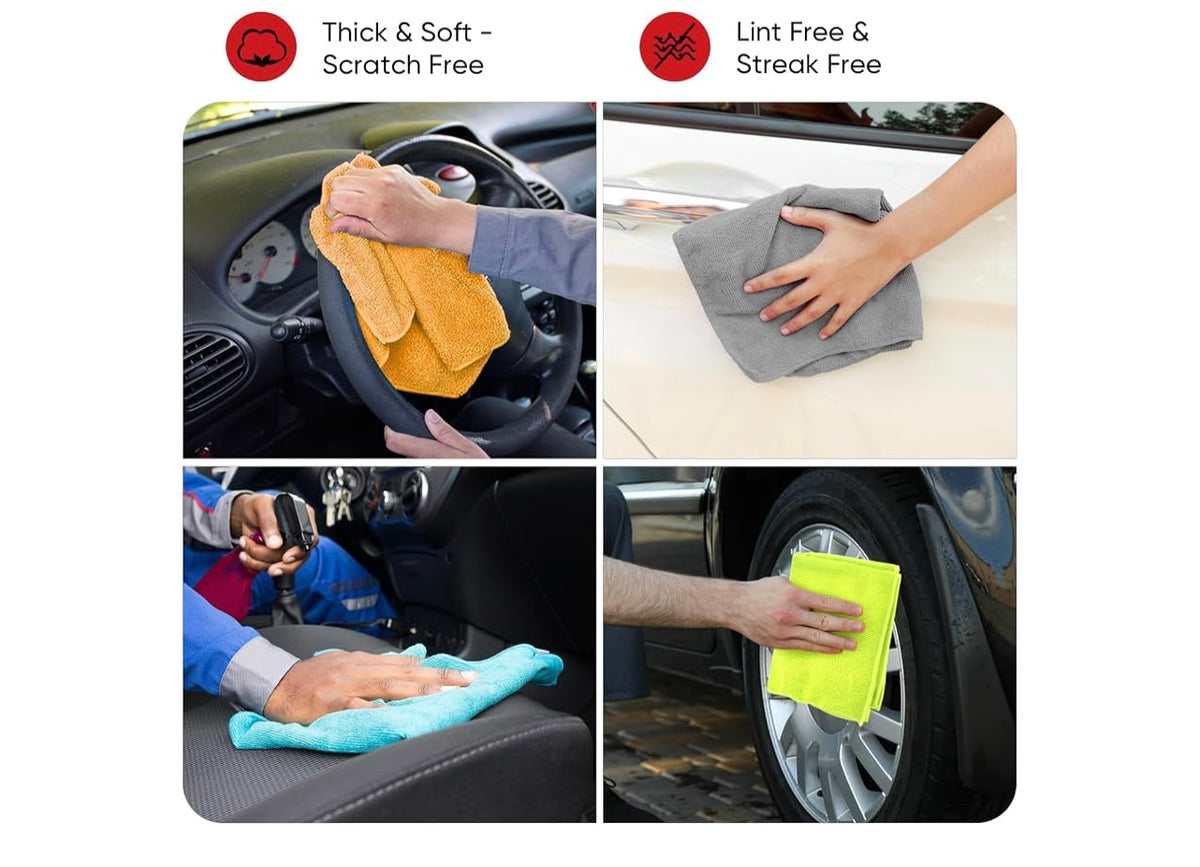AIDEA Microfiber Cleaning Cloth 12 Pack, Microfiber Towels for Cars, Soft & Absorbent Cleaning Rags