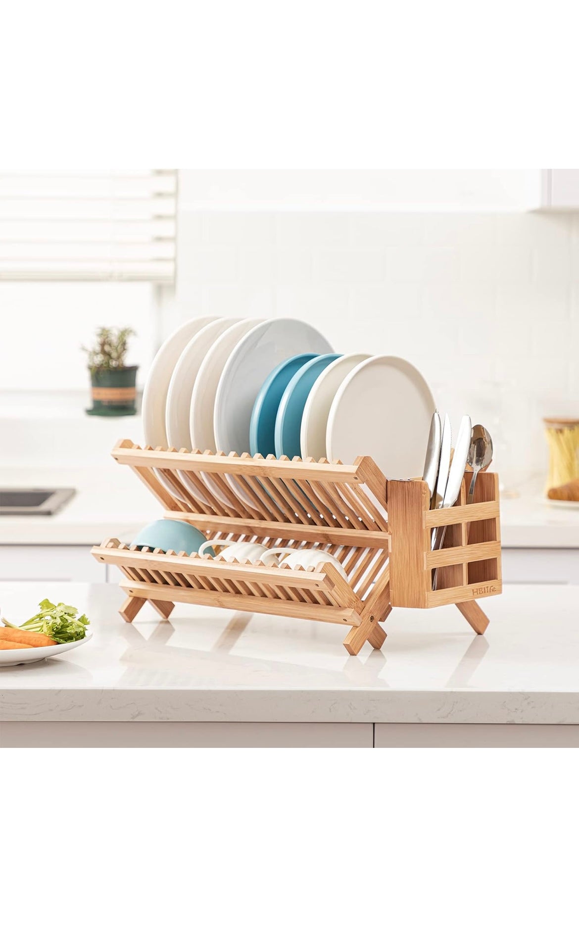 Dish rack with utensil holder bamboo