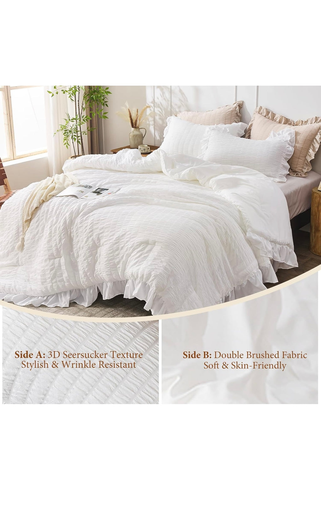 White comforters queen size 3 pcs