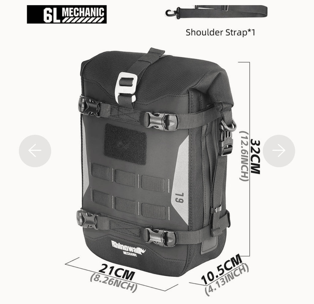 RhinoWalk 6L Waterproof Motorcycle Crash Bar Bag. Mechanic Series.