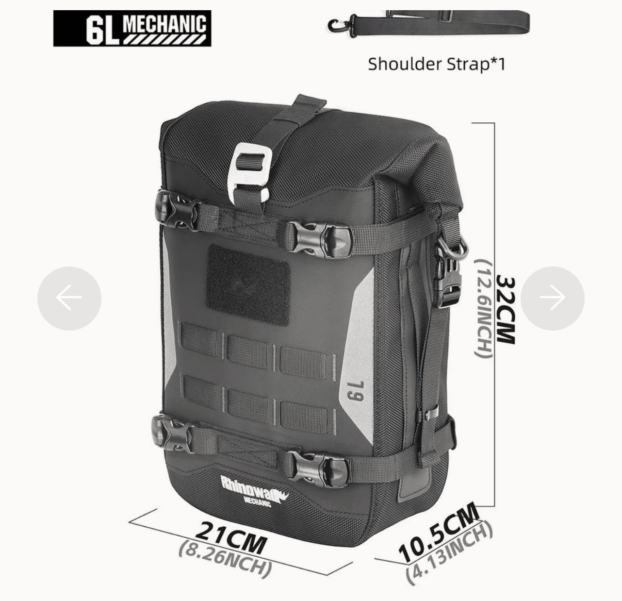 RhinoWalk 6L Waterproof Motorcycle Crash Bar Bag. Mechanic Series.