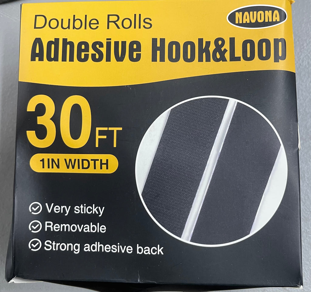 Hook and Loop Strips with Adhesive, Double Rolls of Heavy Duty Self Adhesive Tape with Backing, Nylon Self Adhesive Tape for Home Office School and Crafting,Black