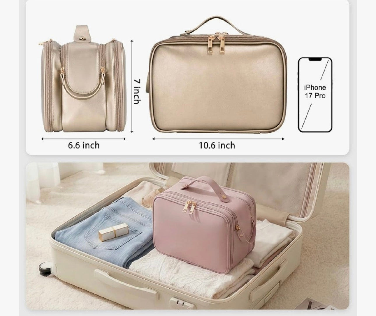 Travel Makeup Bag Women's Large Capacity Cosmetic Portable Organizer