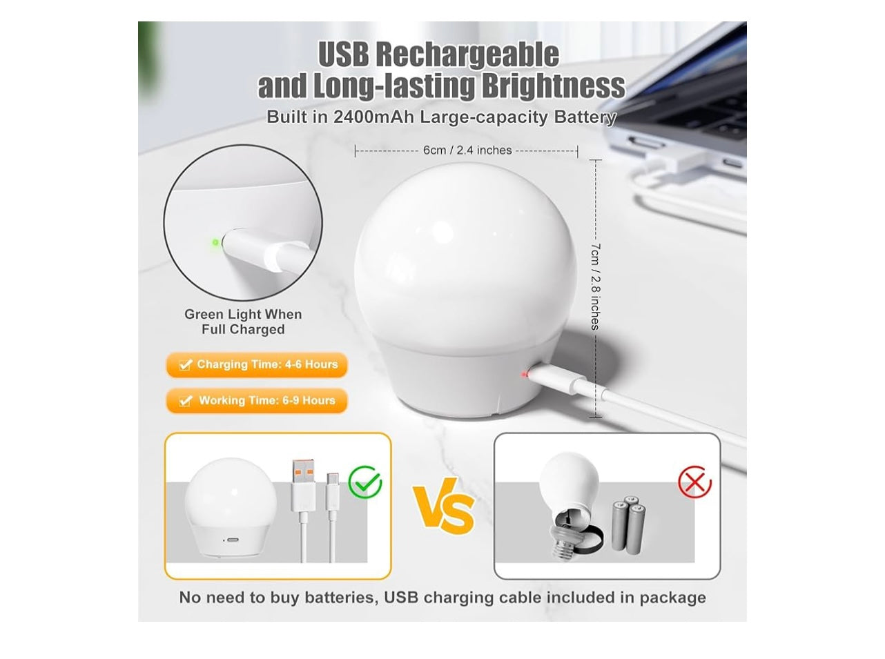 Brightown Rechargeable LED Light Bulb.