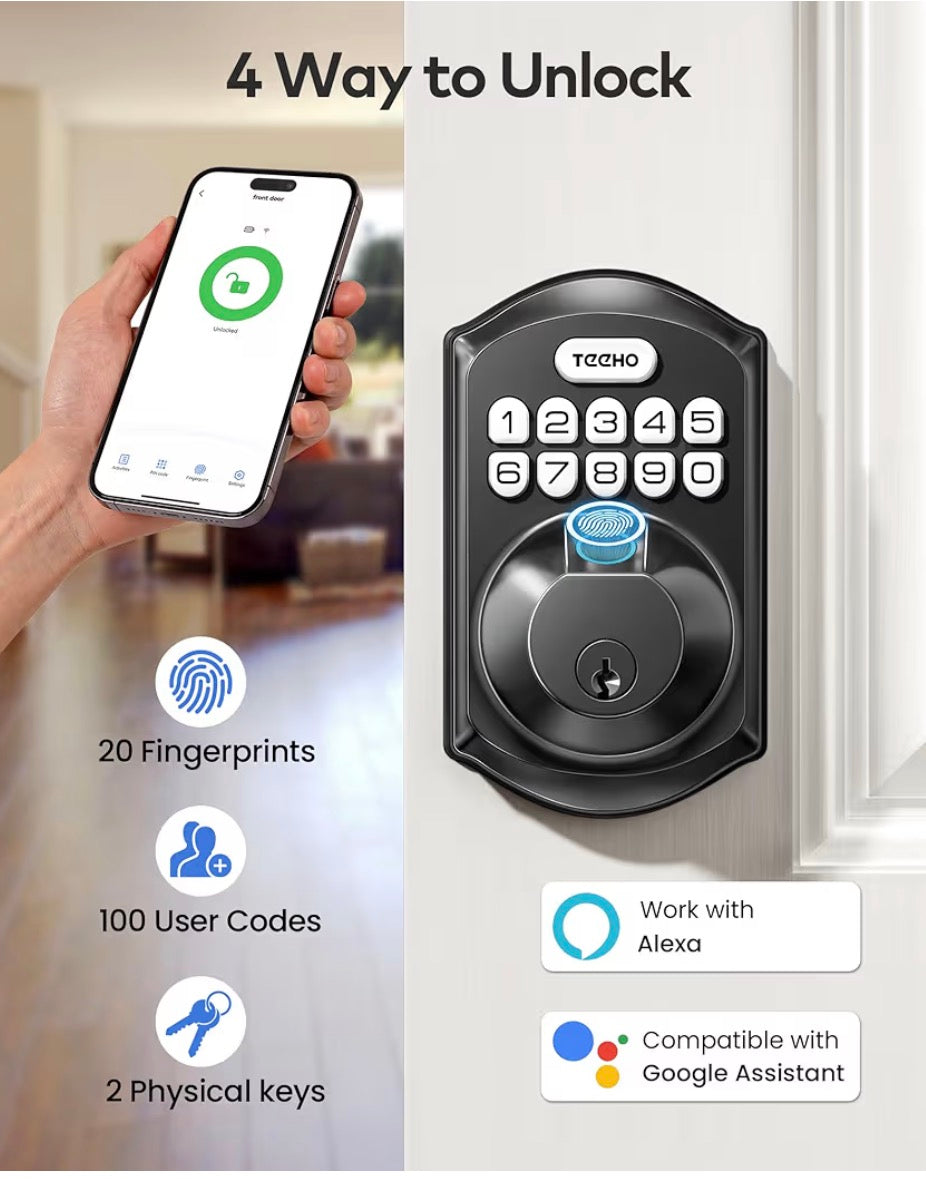 TEEHO TE012W Wi-Fi Smart Lock Matte Black