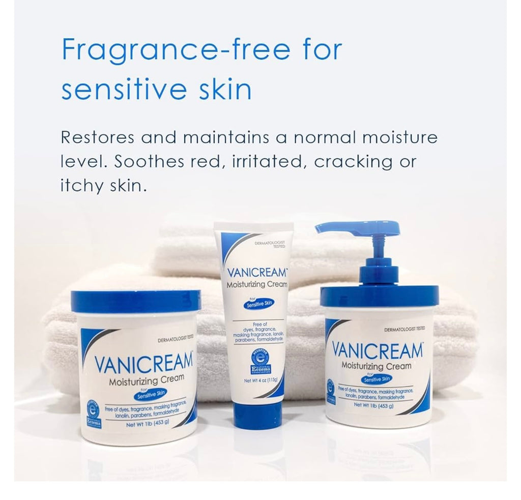 Vanicream Moisturizing Skin Cream 16oz and Gentle Facial Cleanser with Pump 8oz for Sensitive Skin