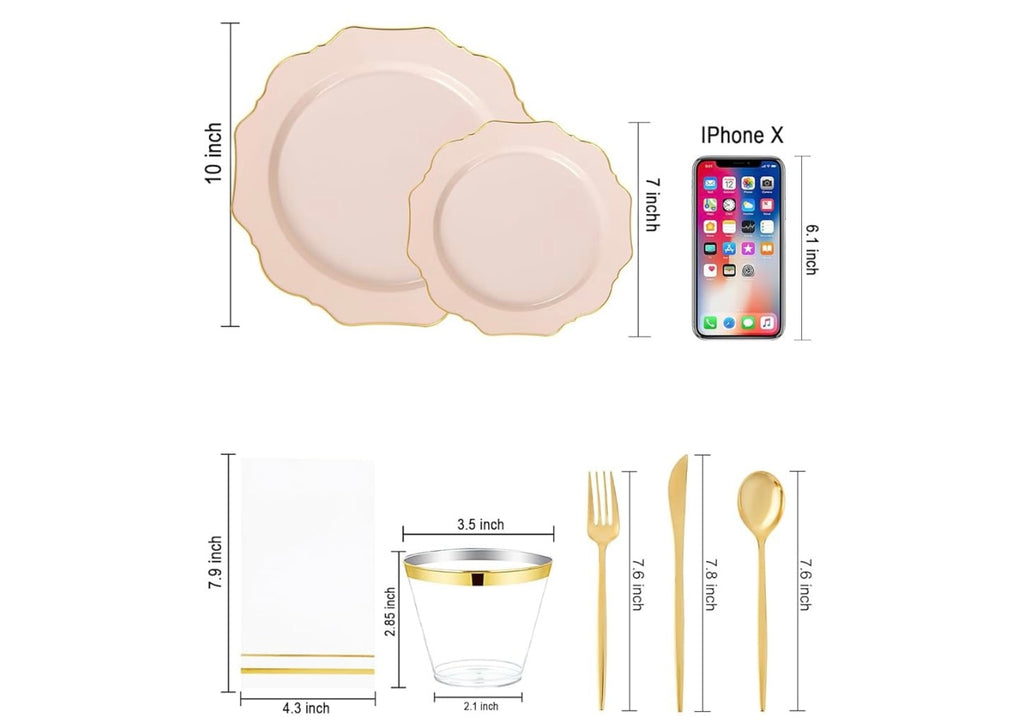 YOUBET 175pc Pink Plastic Dinnerware Set.