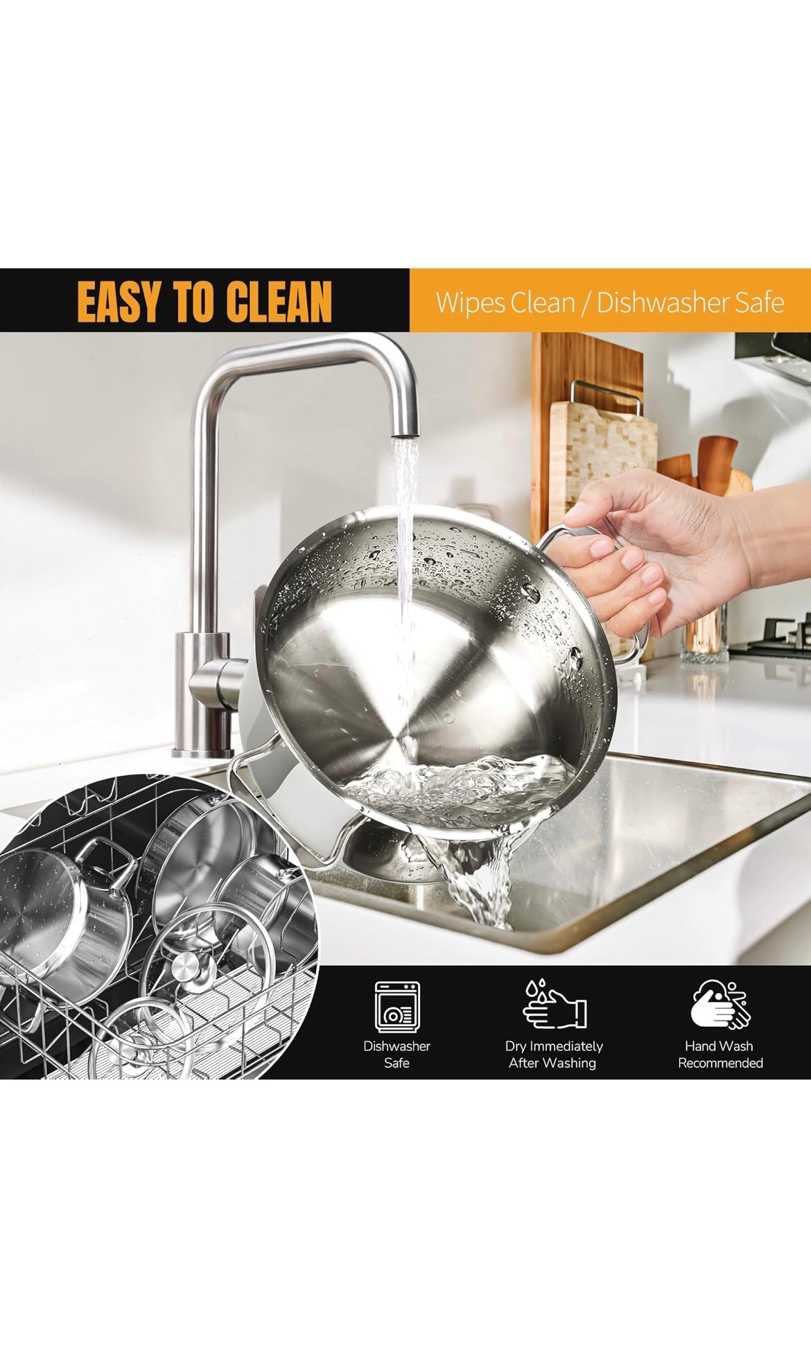Stainless steel pots and pan
