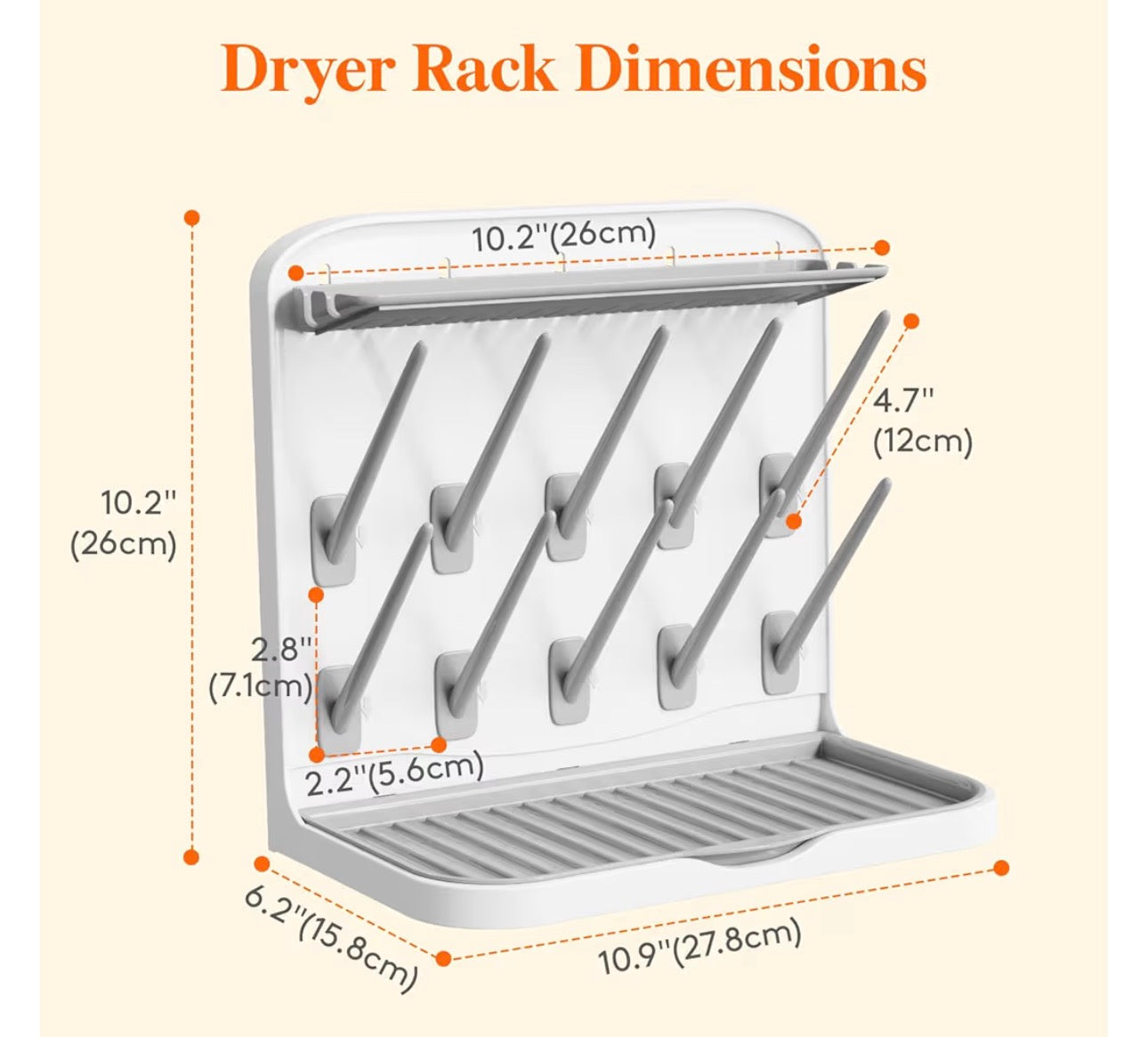Lifewit Baby Bottle Drying Rack with 10 Hooks, Newborn Essentials Must Haves, Countertop Holder Organizer for Baby Stuff, Rack Dryer for Pacifiers, Weighted Straws, Pump Parts