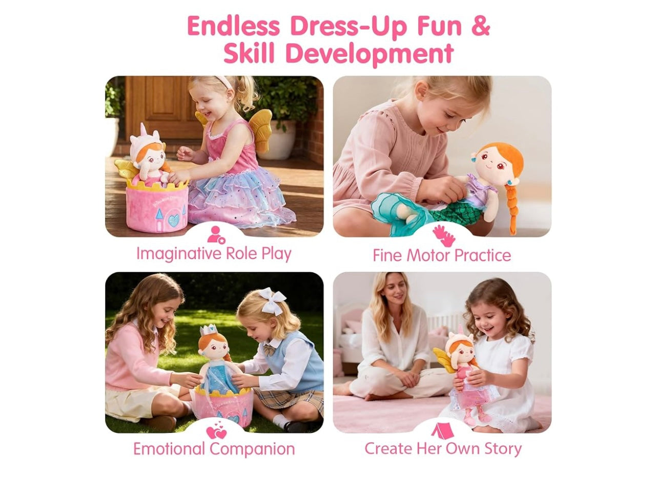 Hahaland My Princess Dress-Up Plush Toy Set.
