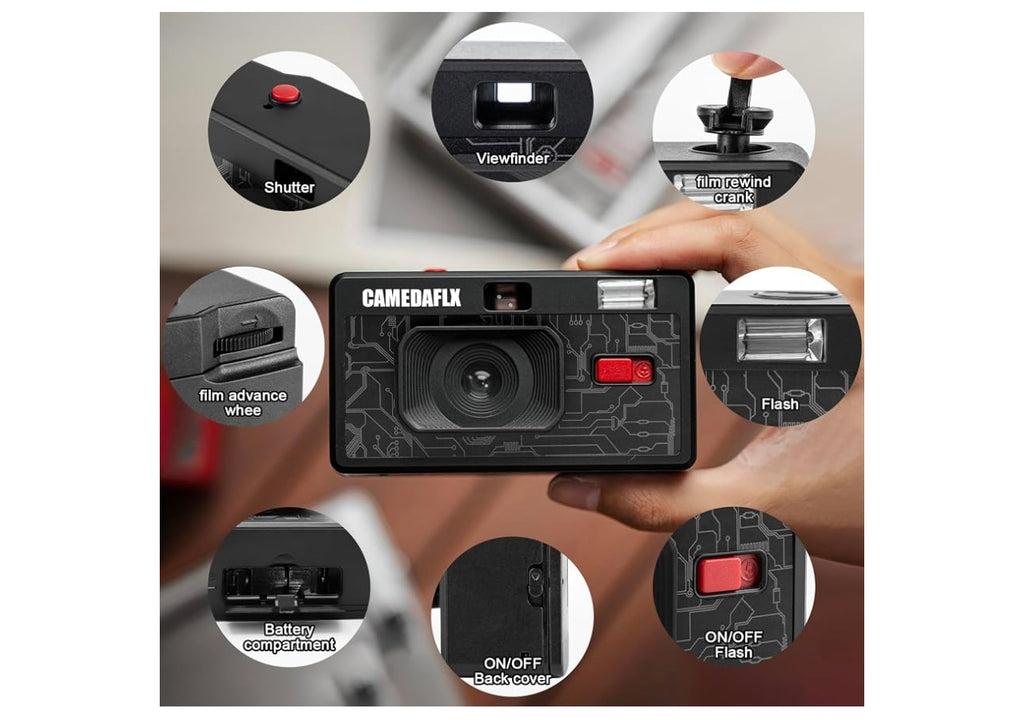 135SC Film Camera,35mm,Focus-Free,Reusable Film Camera with Built in Flash,Powered by AAA Battery(Film&Battery are not Included)