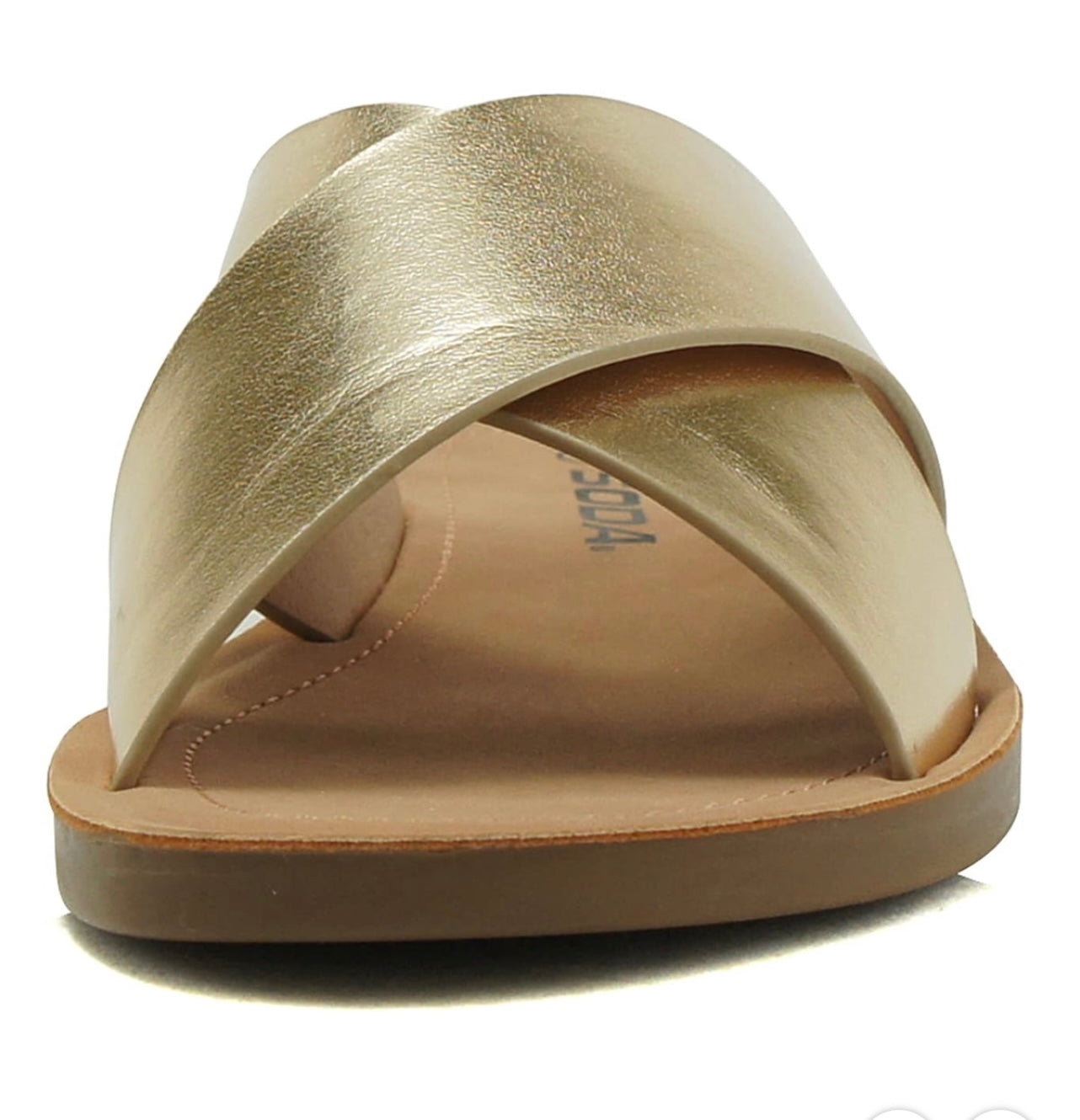 Soda Shoes Women Sandals Crisscross Strap Band Flatform Platform Lucy-S Gold 6. Size 8 1/2